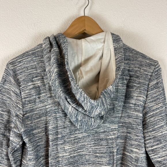 Anthropologie Saturday Sunday Moto Jacket Womens Small Blue Hooded Knit Full Zip - Picture 10 of 11